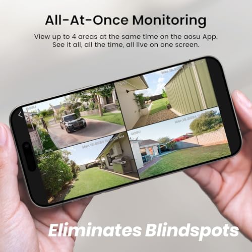 AOSU 4-Camera Solar Security System with 2K QHD and 32GB Storage