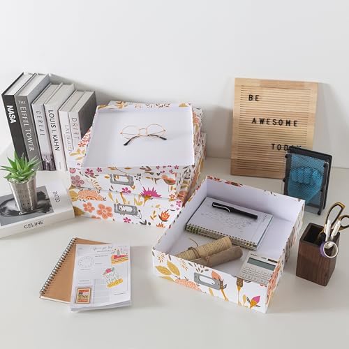 Soul Lane Floral Storage Box Set of 3 with Lids