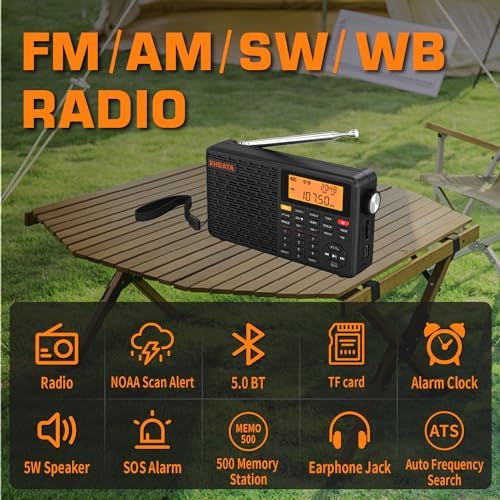 XHDATA D109WB Weather Radio with NOAA Alert and Bluetooth Speaker