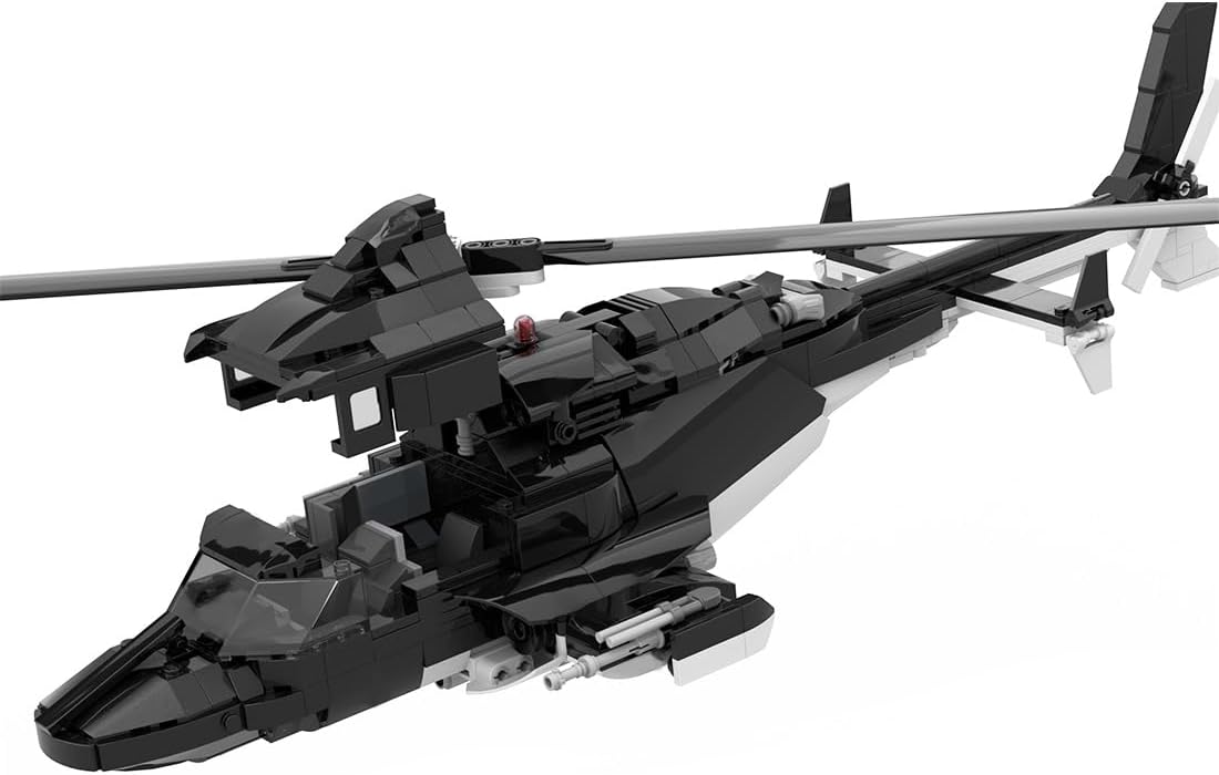 Bell 222 Military Helicopter Model Kit with 1039PCS Building Blocks