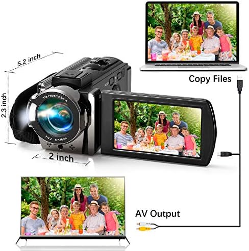 Kimire Full HD 1080P Camcorder with 2 Batteries