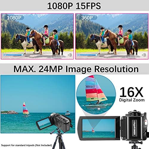 Kimire Full HD 1080P Camcorder with 2 Batteries