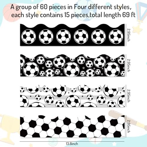Whaline Soccer Ball Bulletin Board Borders 60 Pcs