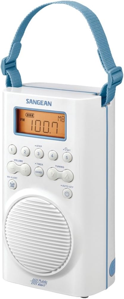 Sangean H205 Waterproof Shower Radio AM FM White