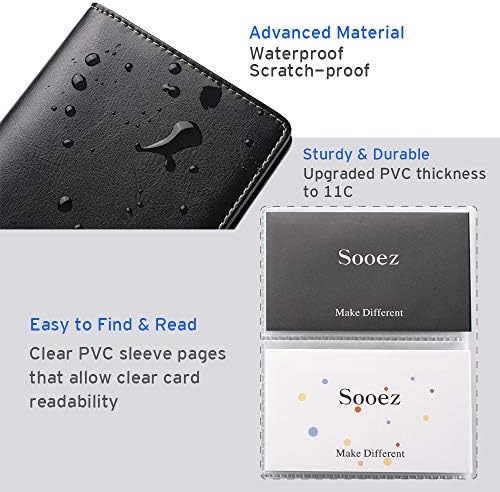 Sooez Leather Business Card Book Holder Organizer 240 Capacity Black
