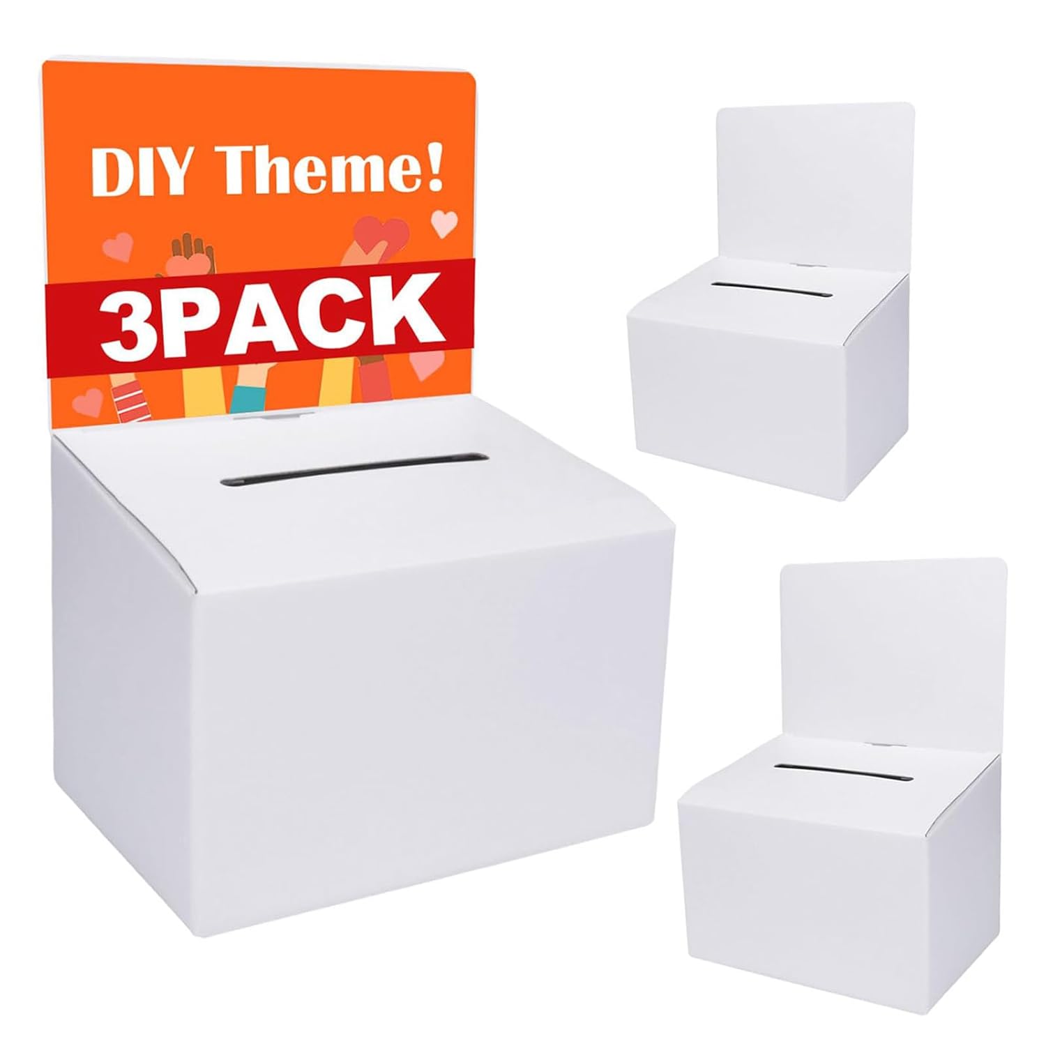 GRAWUN 3 Pack White Card Suggestion Boxes with Slot