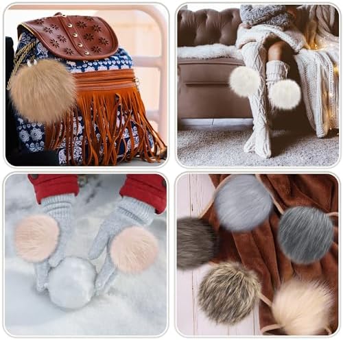 SIQUK 21pcs 6 Inch Faux Fur Pom Poms for Hats and Crafts