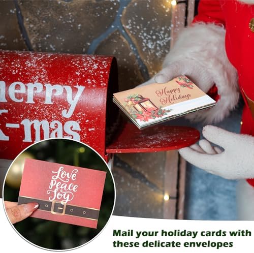 Zhanmai 48 Pcs Retro Christmas Envelopes Gift Card Holders