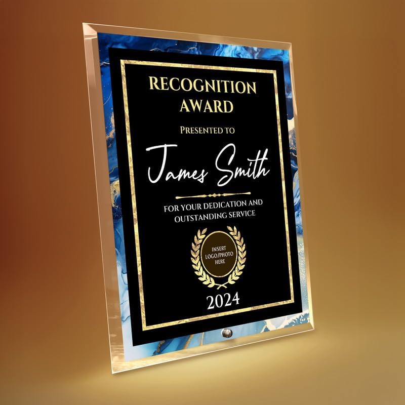8x10 Personalized Glass Plaque for Awards and Recognition