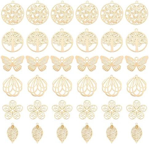 UNICRAFTALE 36Pcs Gold Botanical Pendant Set for Jewelry Making