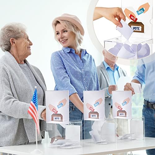 Bucherry 3 Pcs Acrylic Donation Box with Slot and Sign