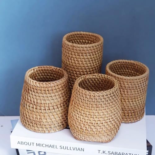 Handmade High Wall Rattan Pen Cup Holder