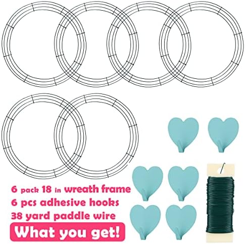 6 Pack Wire Wreath Frame with Hooks and Paddle Wire