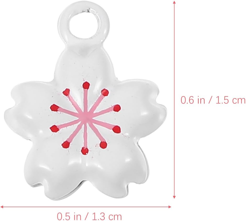 LOGOFUN 5pcs Cherry Blossom Bell Charms for DIY Jewelry