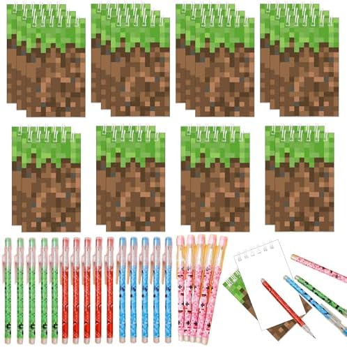40 PCS Pixel Party Favors Pencils Notepads for Themed Events