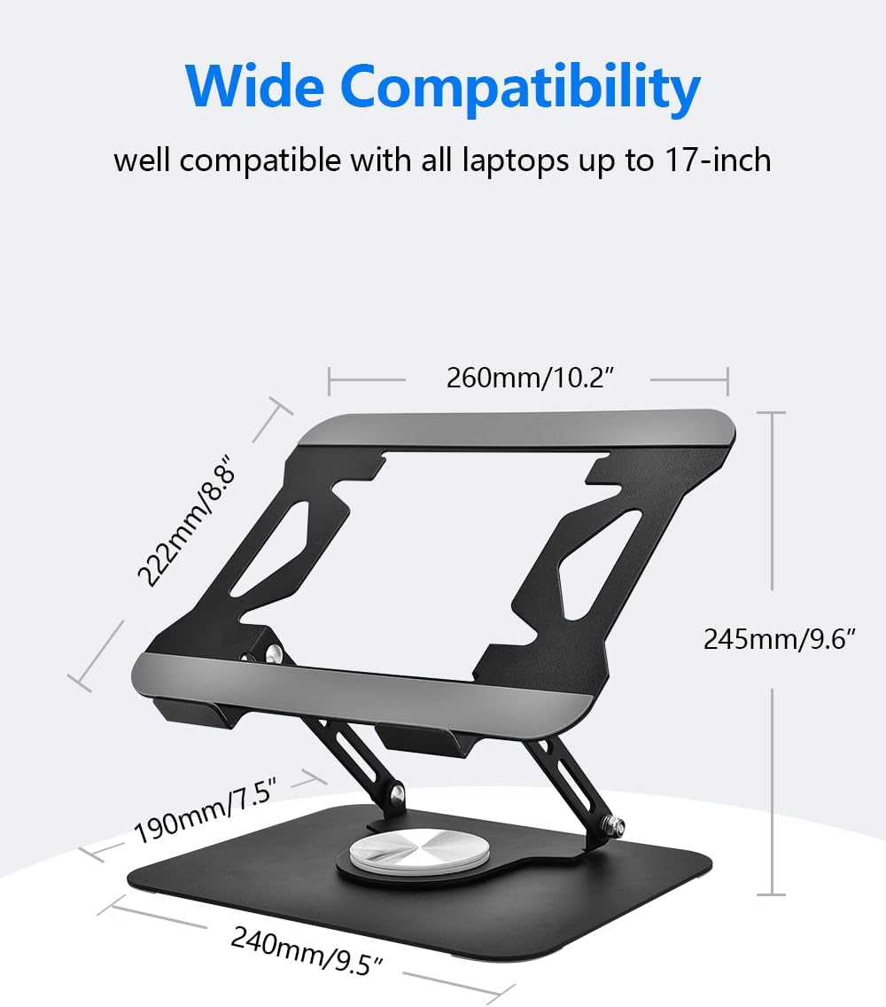 Laptop Stand for Desk with 360 Rotating Base