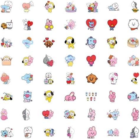 55pcs Cartoon BTS Vinyl Waterproof Stickers for Laptop and More