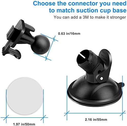 Universal Dash Cam Suction Mount - 360 Rotating for Multiple Models
