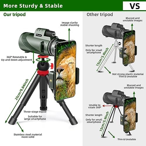 40X60 Monocular Telescope with Phone Adapter and Tripod