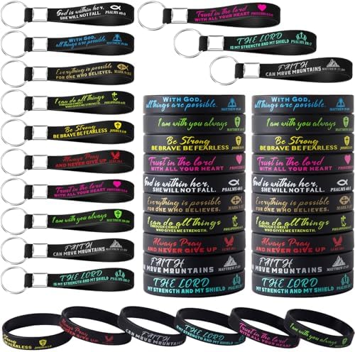 40 Pcs Bible Verse Bracelets Christian Inspirational Keychains