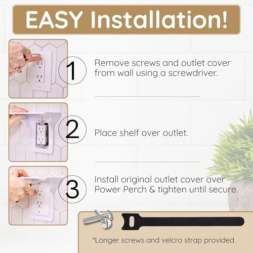 Storage Theory Power Perch Outlet Shelf White 1-Pack