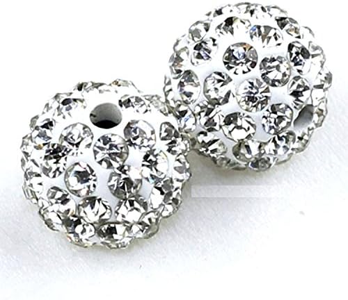 RUBYCA Pave Czech Crystal Clay Beads 20pcs 12mm White Clear