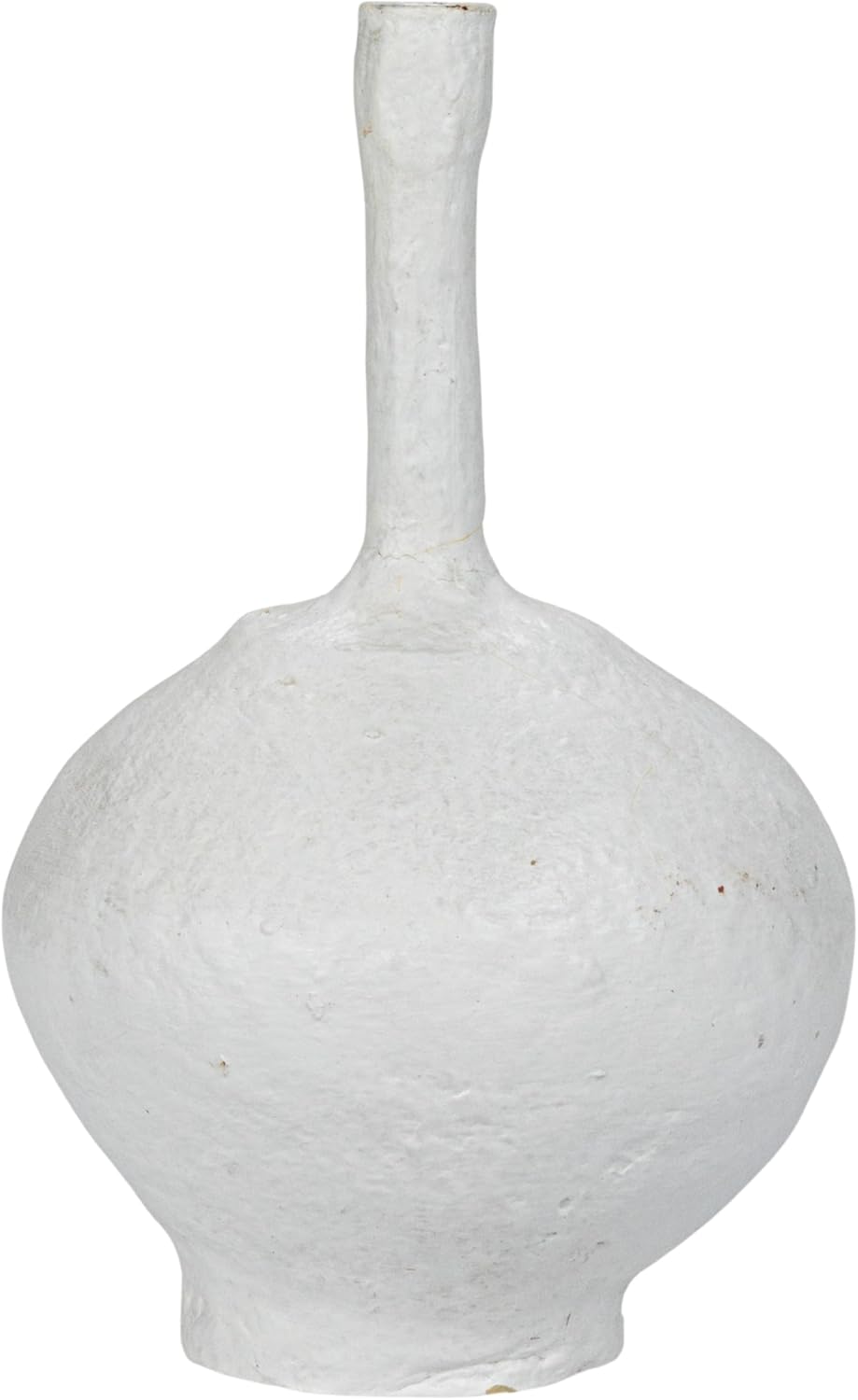 Creative Co-Op Paper Mache Taper Holder with Tall Neck and Whitewashed Finish