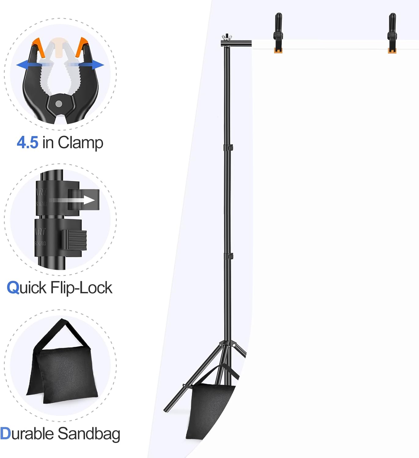 EMART 10x7ft Adjustable Photo Studio Backdrop Stand Kit