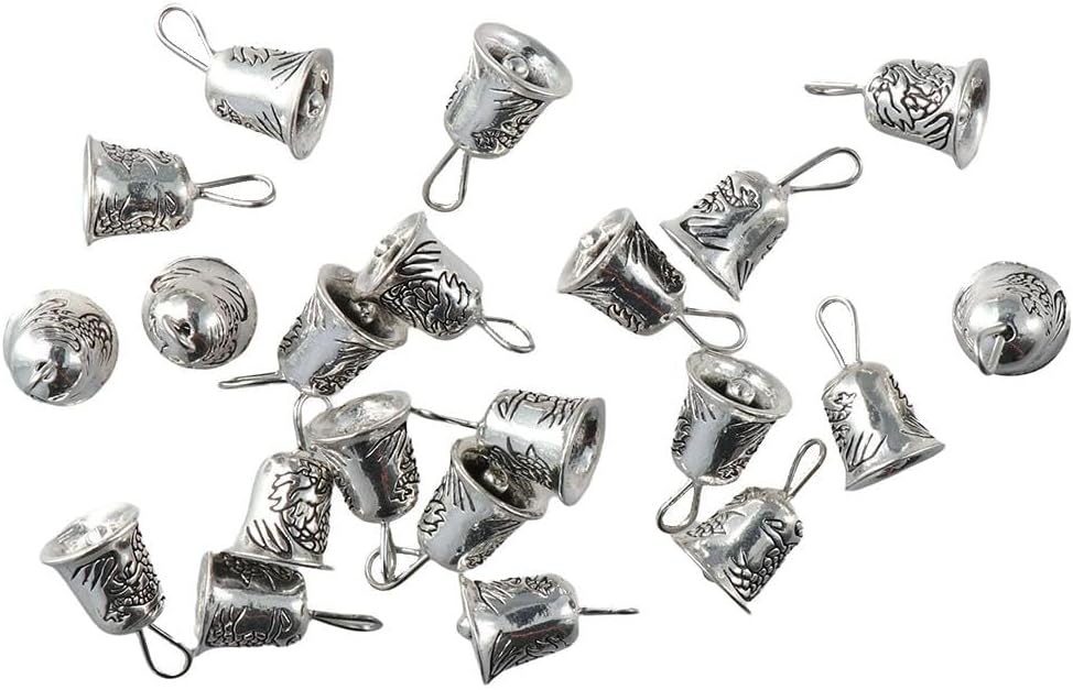 30Pcs Mini Antique Silver Jingle Bells Charms for DIY Jewelry