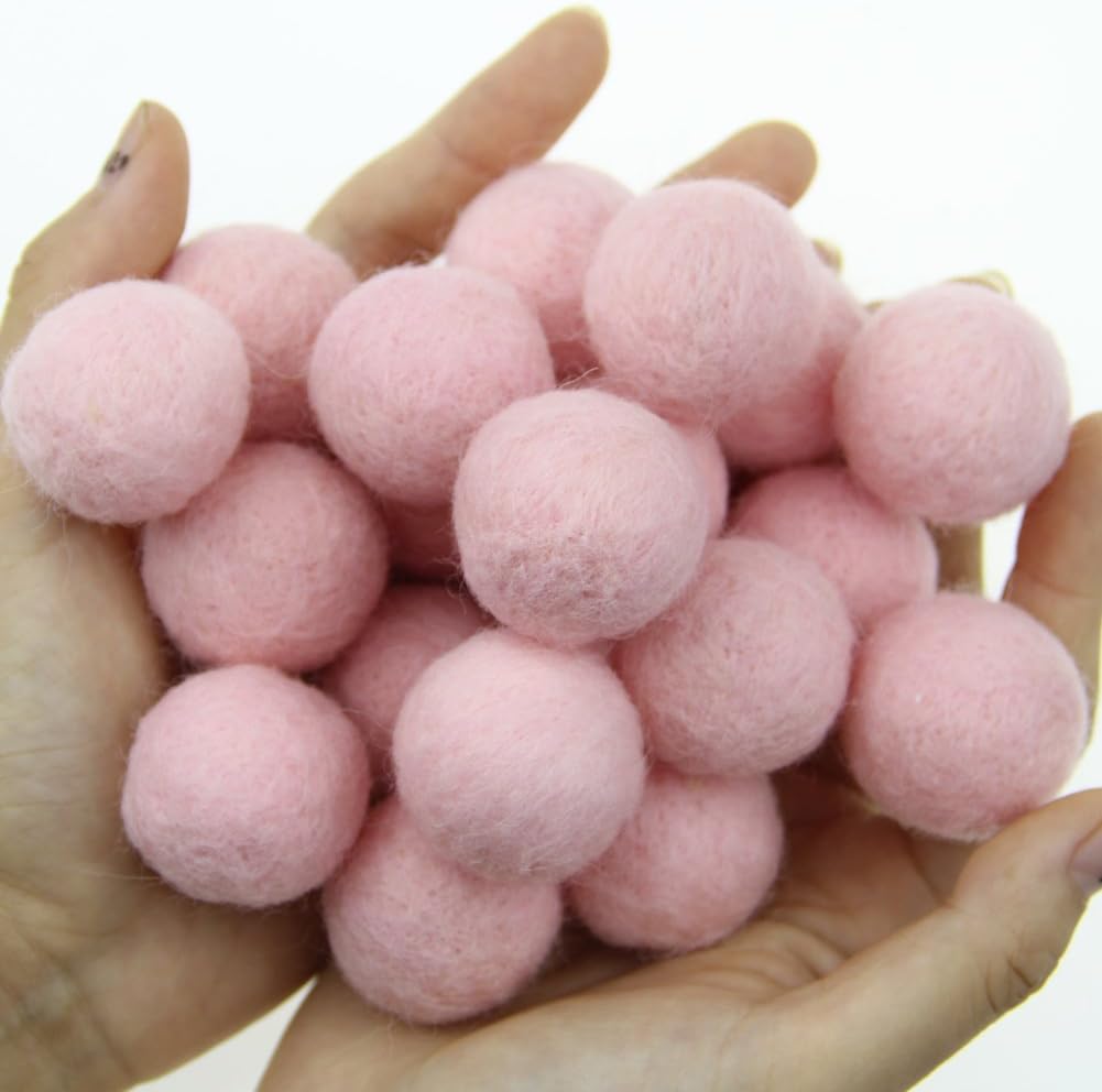 Zasy 30mm Foam Filled Needle Wool Felt Balls Pink