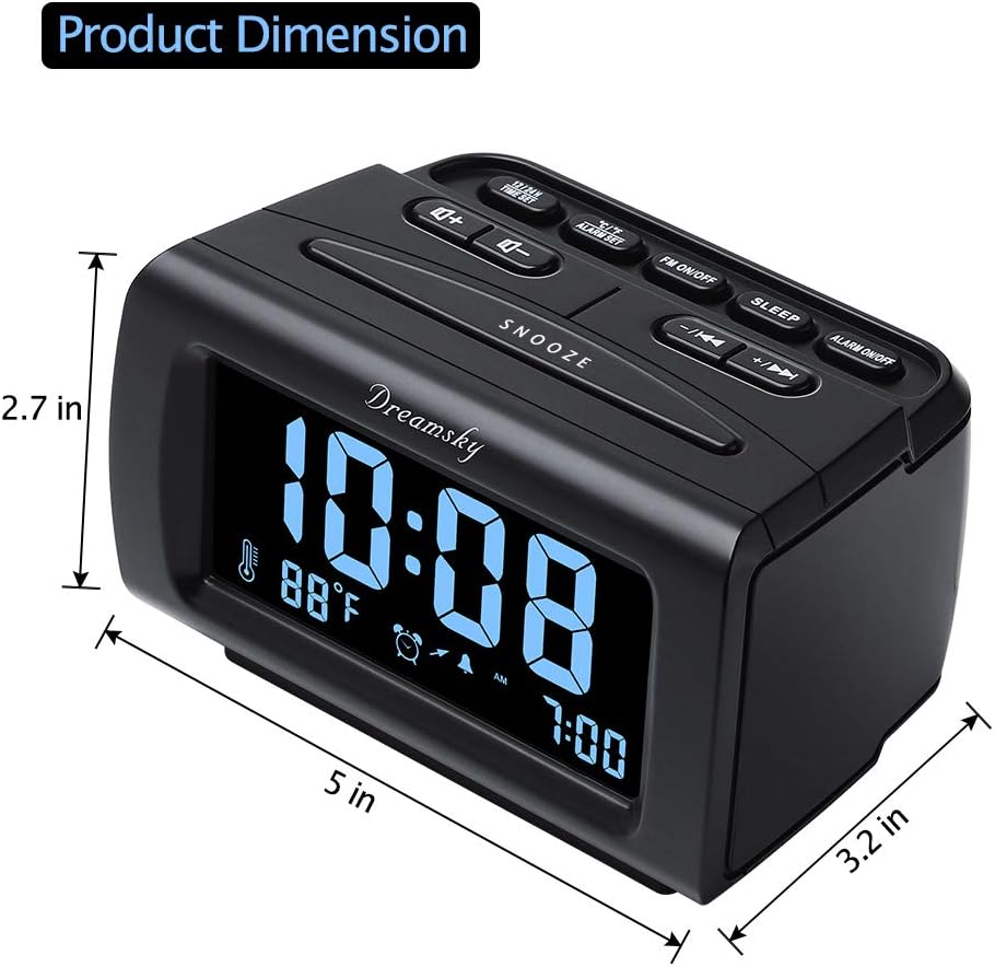 DreamSky Alarm Clock Radio with Battery Backup and Sleep Timer