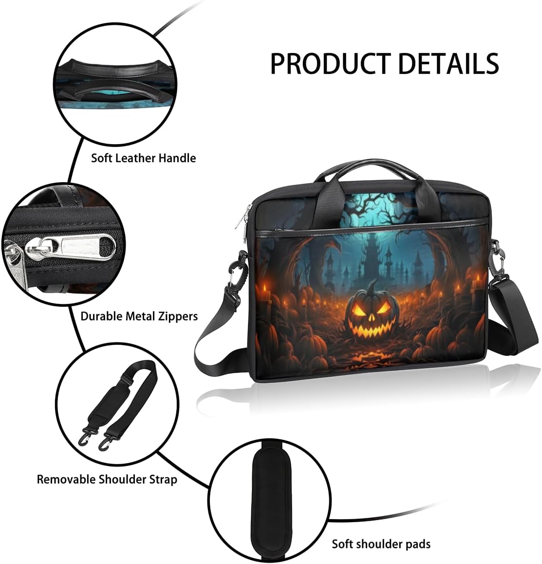 Halloween Candles Pumpkin Lantern Laptop Shoulder Bag for Men Women