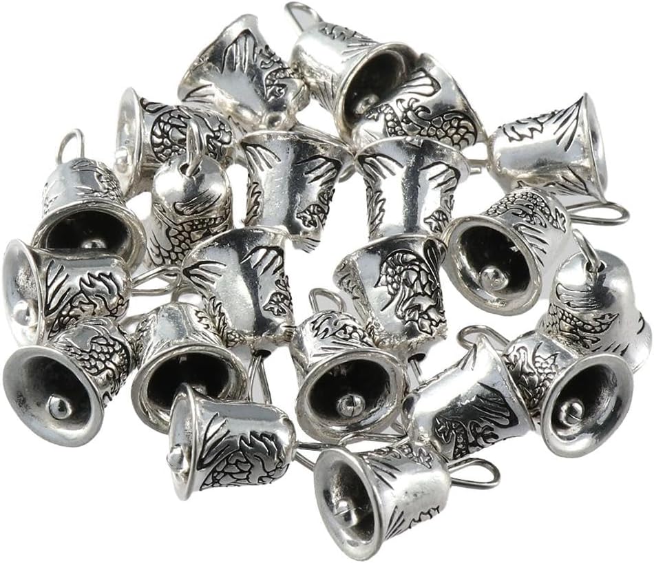 30Pcs Mini Antique Silver Jingle Bells Charms for DIY Jewelry
