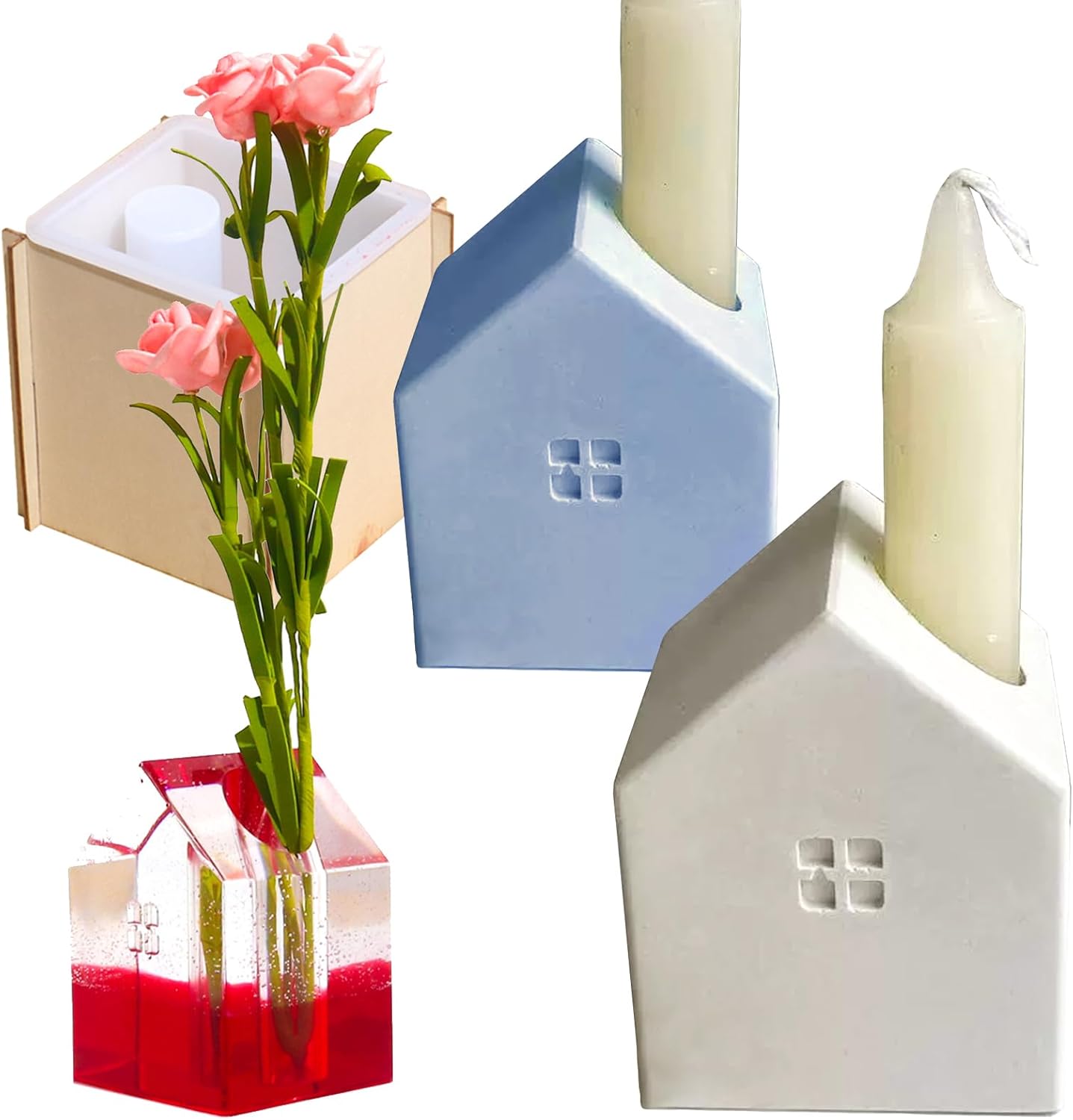 House Shape Candle Holder Silicone Mold for Resin Art