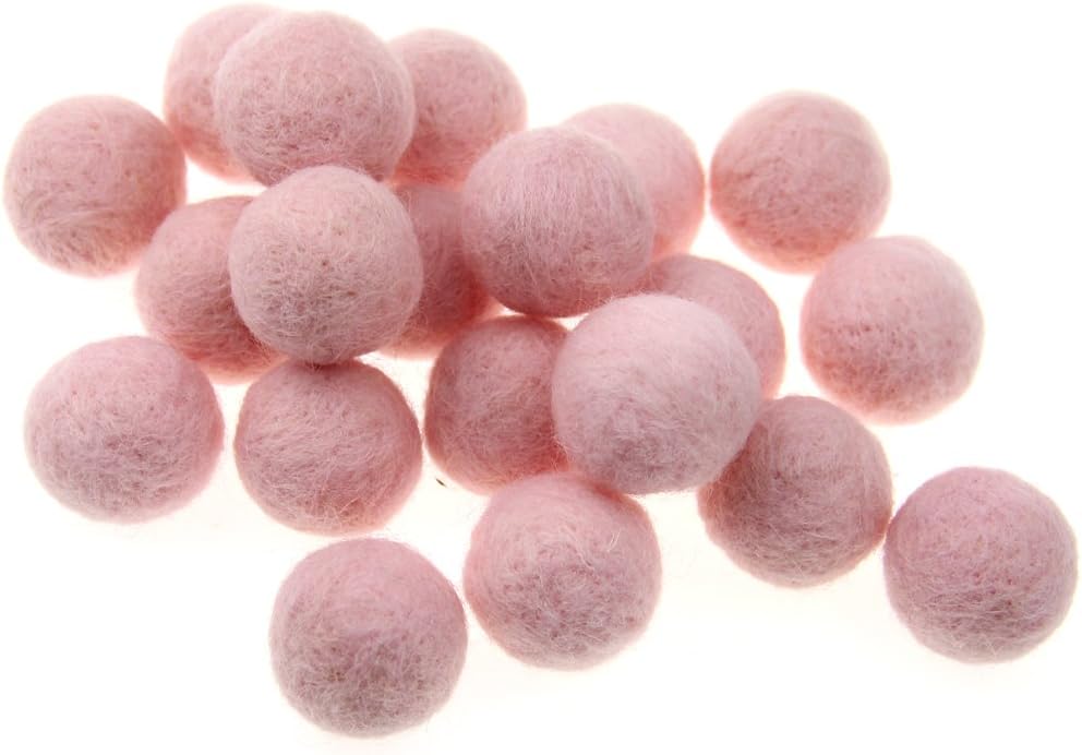 Zasy 30mm Foam Filled Needle Wool Felt Balls Pink