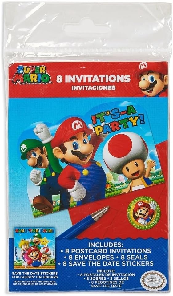 Amscan Super Mario Invite Postcards 8 Count