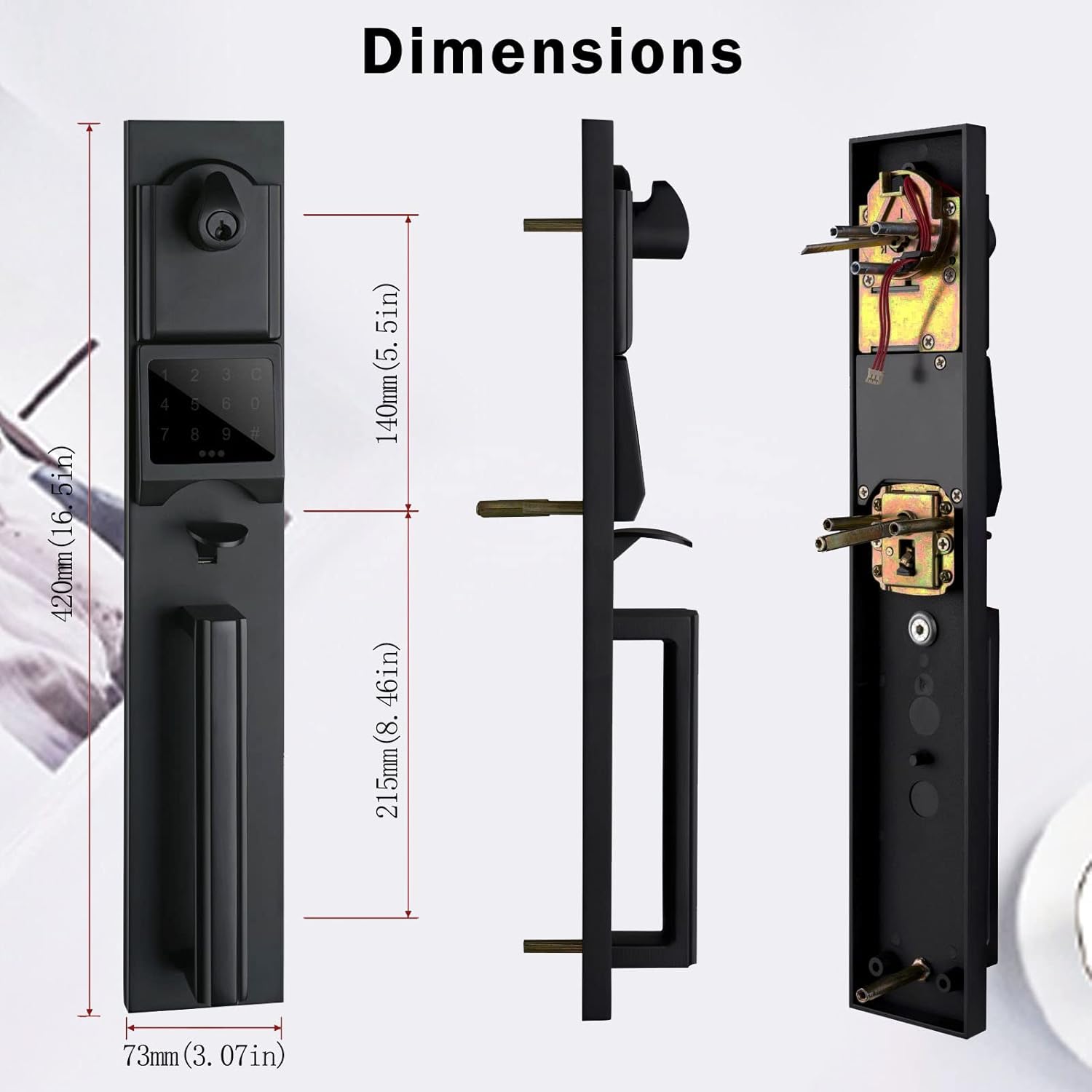 Smart Keypad Deadbolt Handleset in Matte Black for Double Doors