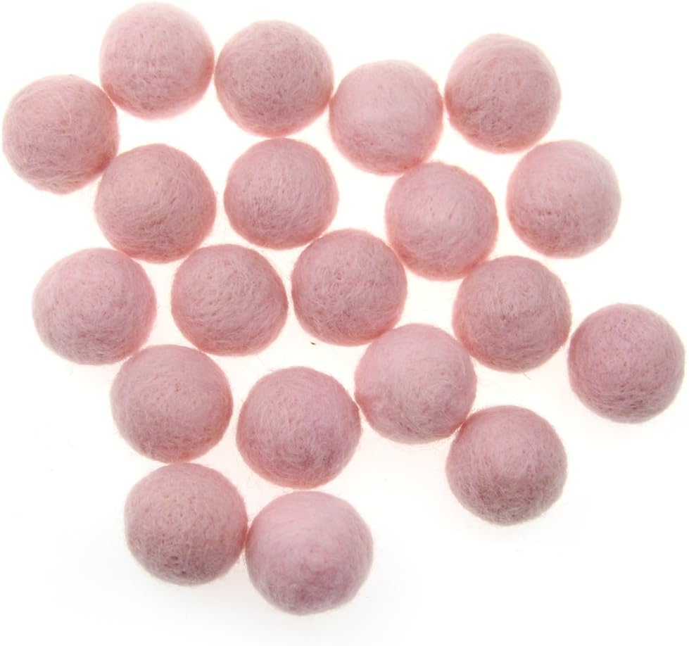 Zasy 30mm Foam Filled Needle Wool Felt Balls Pink