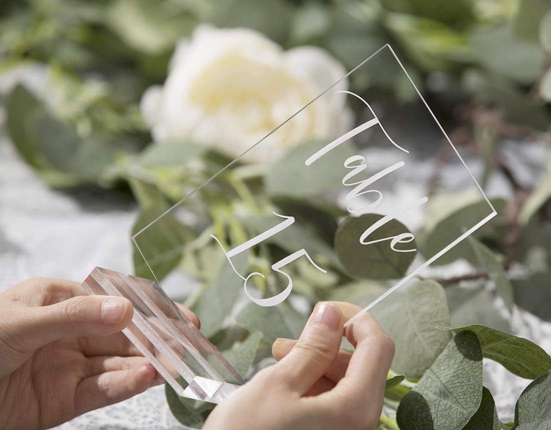 UNIQOOO 3 Inch Clear Acrylic Sign Holders 20 Count