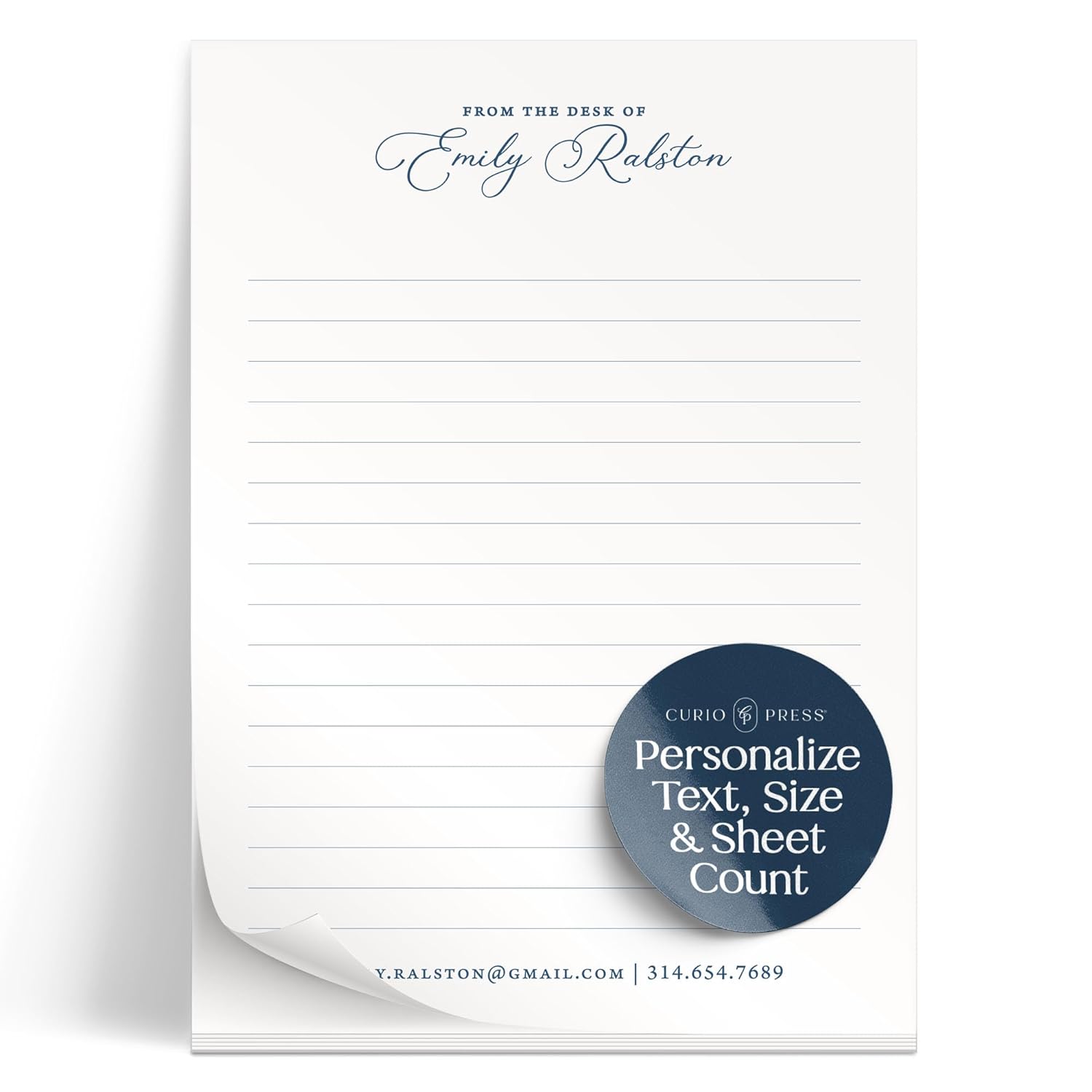Personalized Nostalgia Notepad with Classic Script Font