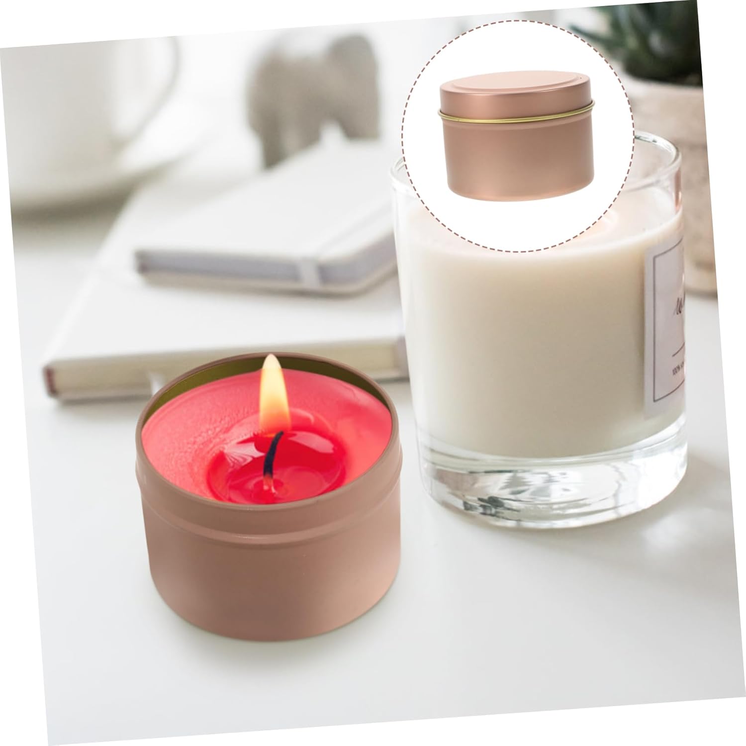 12Pcs Refillable Metal Candle Tins with Sealing Lids