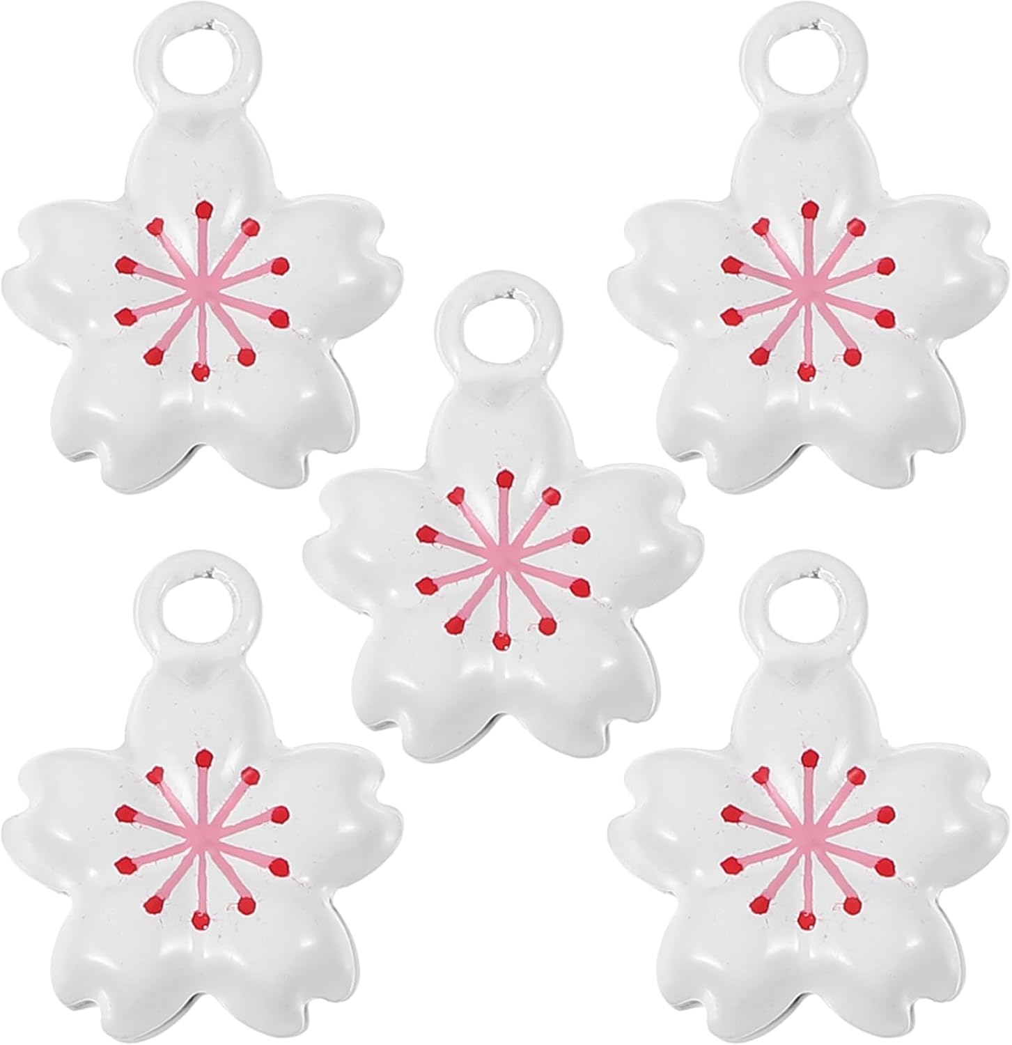 LOGOFUN 5pcs Cherry Blossom Bell Charms for DIY Jewelry