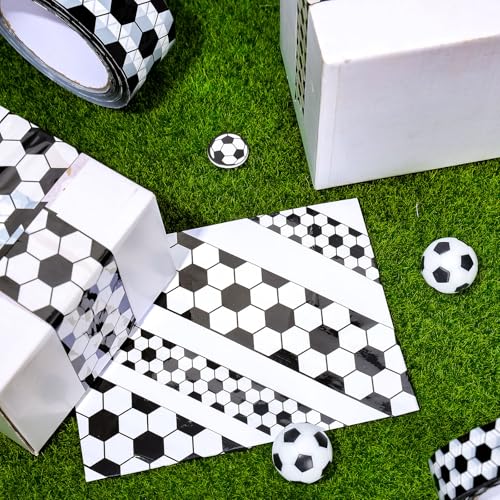 220 Yards Soccer Pattern Packing Tape Black White Decorative