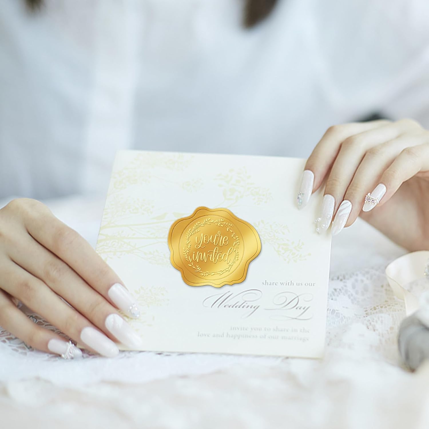 300 Pcs Gold Envelope Seal Stickers Youre Invited