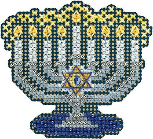 Menorah Beaded Counted Cross Stitch Ornament Kit 2018 Winter Holiday