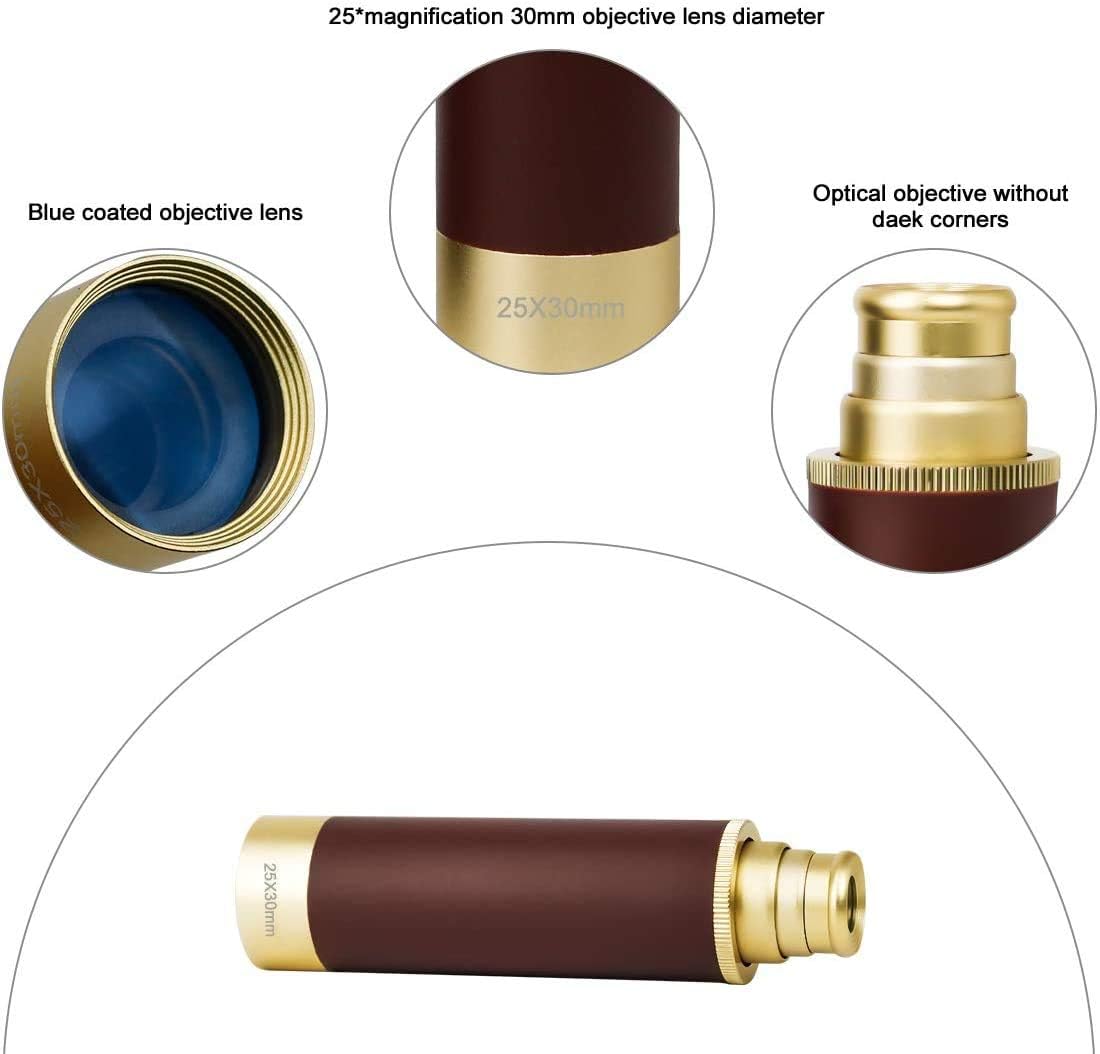 Laupha Retro Pirate Telescope 25x30 Monocular with Compass