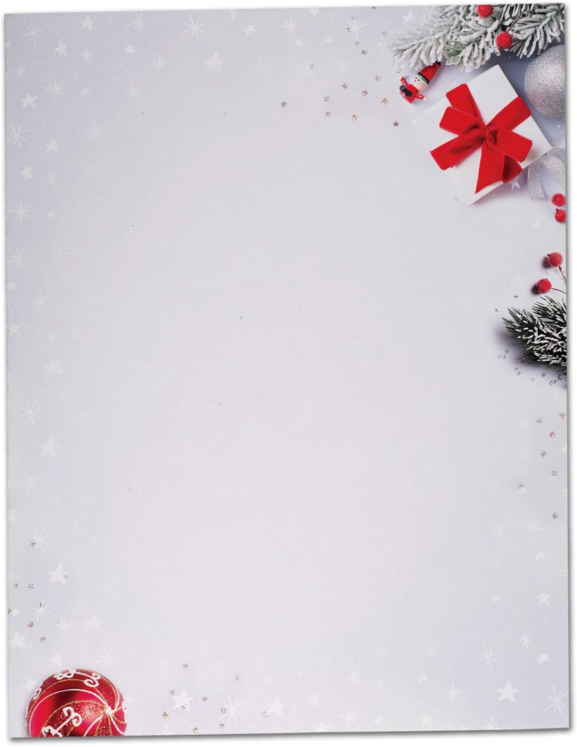 Red And White Christmas Stationery Paper 60 Sheets