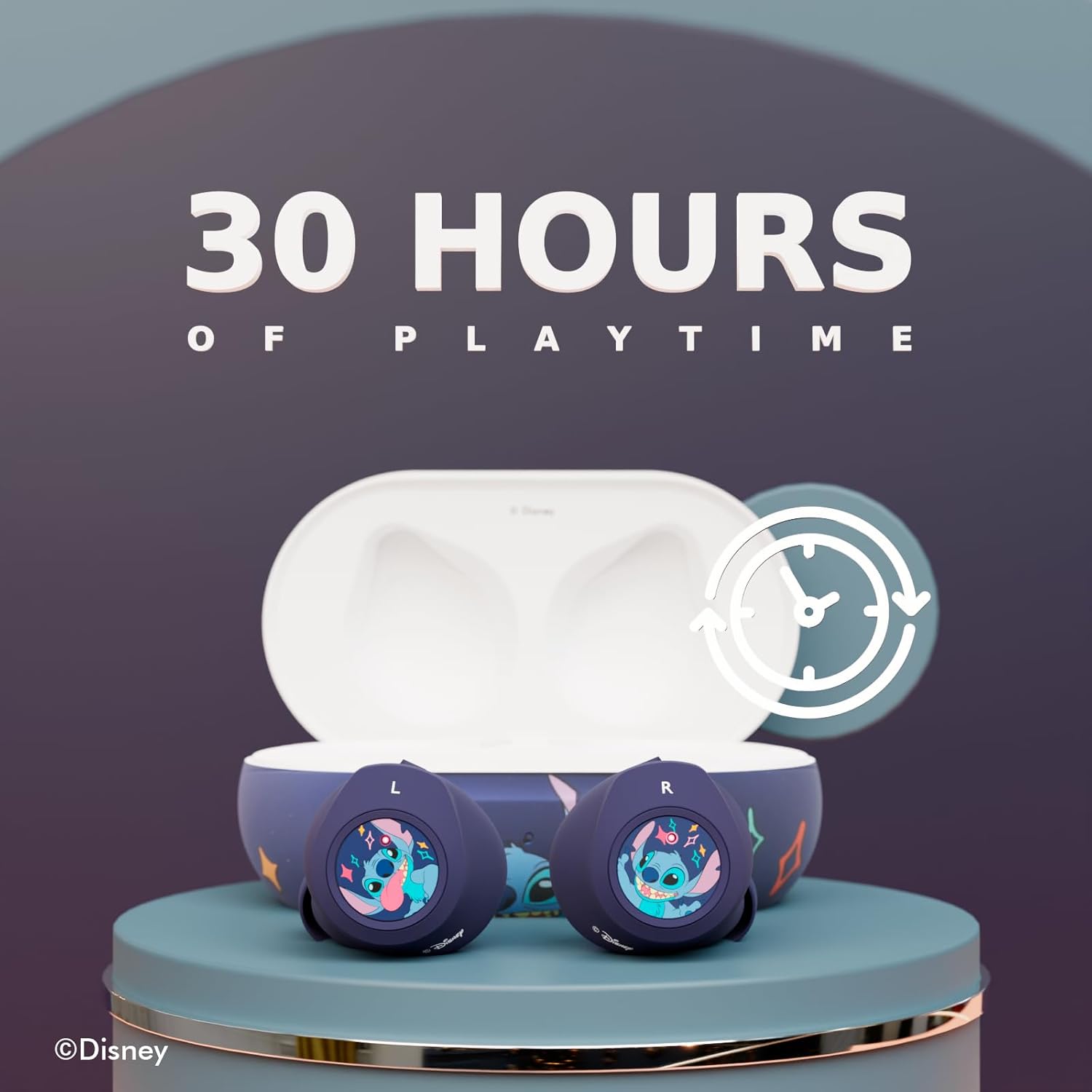 Disney Lilo and Stitch Bluetooth Earbuds with 30 Hours Playtime