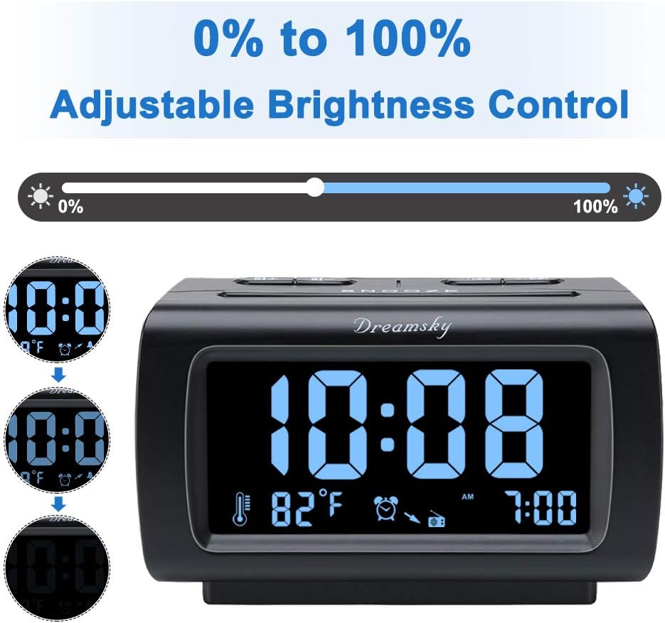 DreamSky Alarm Clock Radio with Battery Backup and Sleep Timer