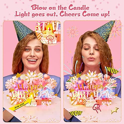 INPHER Pop Up Birthday Card with LED Light and Music